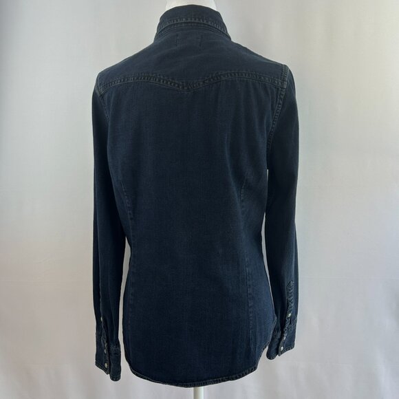 Levi’s Western Denim Women Shirt Indigo Navy Blue — Medium M - Picture 6 of 11
